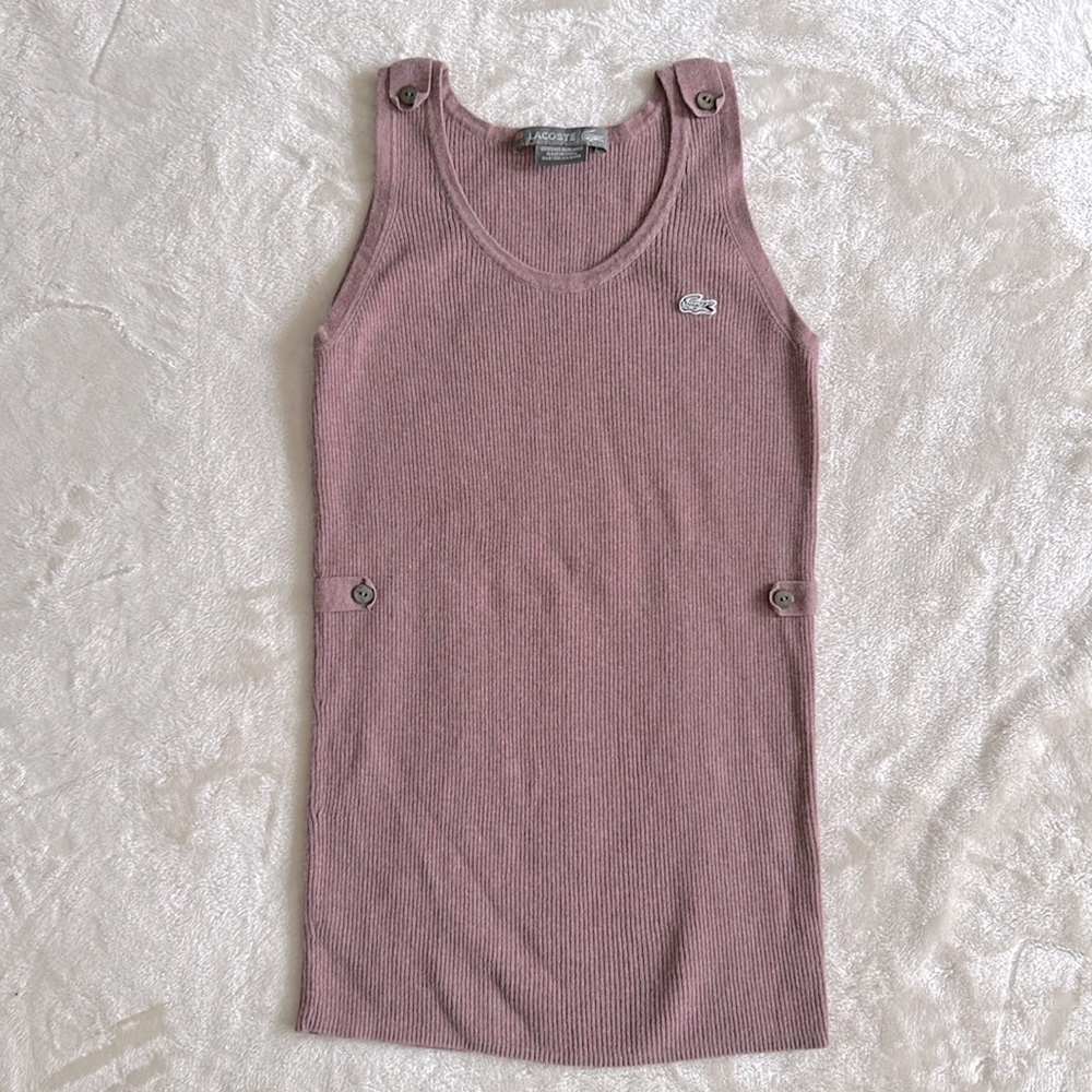 Lacoste Rib Knit Cashmere Blend Tank Top Sweater Size XS